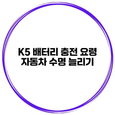 K5 배터리 충전 요령 자동차 수명 늘리기