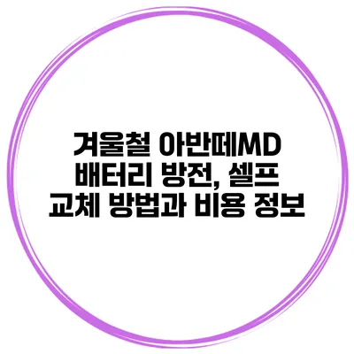 겨울철 아반떼MD 배터리 방전, 셀프 교체 방법과 비용 정보