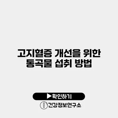 고지혈증 개선을 위한 통곡물 섭취 방법