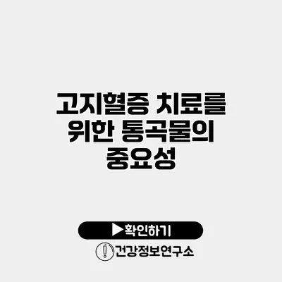 고지혈증 치료를 위한 통곡물의 중요성