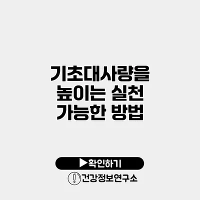 기초대사량을 높이는 실천 가능한 방법