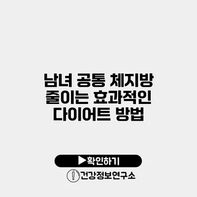 남녀 공통 체지방 줄이는 효과적인 다이어트 방법