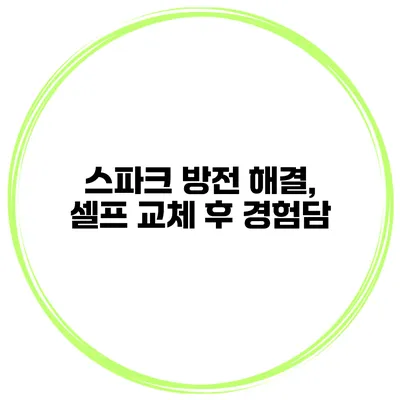 스파크 방전 해결, 셀프 교체 후 경험담