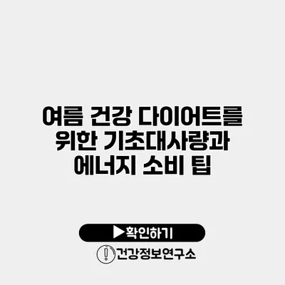 여름 건강 다이어트를 위한 기초대사량과 에너지 소비 팁