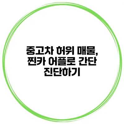 중고차 허위 매물, 찐카 어플로 간단 진단하기
