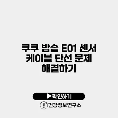 쿠쿠 밥솥 E01 센서 케이블 단선 문제 해결하기