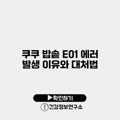 쿠쿠 밥솥 E01 에러 발생 이유와 대처법