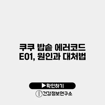 쿠쿠 밥솥 에러코드 E01, 원인과 대처법