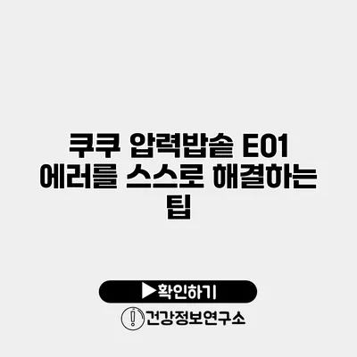 쿠쿠 압력밥솥 E01 에러를 스스로 해결하는 팁