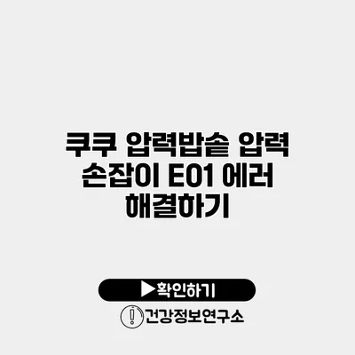 쿠쿠 압력밥솥 압력 손잡이 E01 에러 해결하기