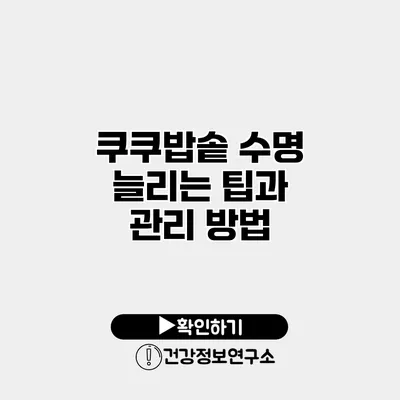 쿠쿠밥솥 수명 늘리는 팁과 관리 방법