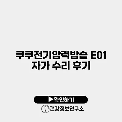 쿠쿠전기압력밥솥 E01 자가 수리 후기