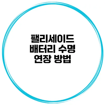 팰리세이드 배터리 수명 연장 방법