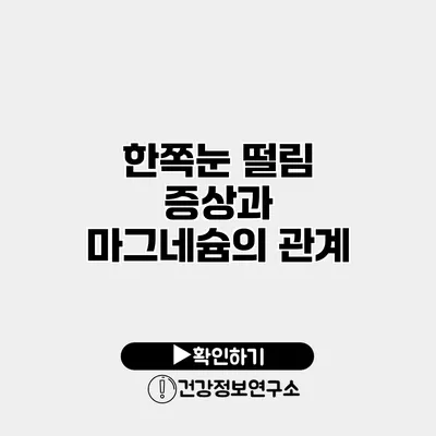 한쪽눈 떨림 증상과 마그네슘의 관계